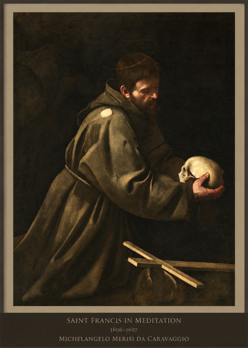 Michelangelo Merisi da Caravaggio Saint Francis in Meditation I No6 - Plakat