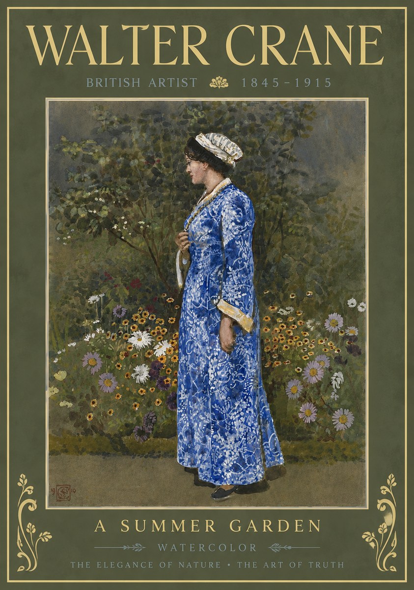 Walter Crane A Summer Garden No6 - Plakat