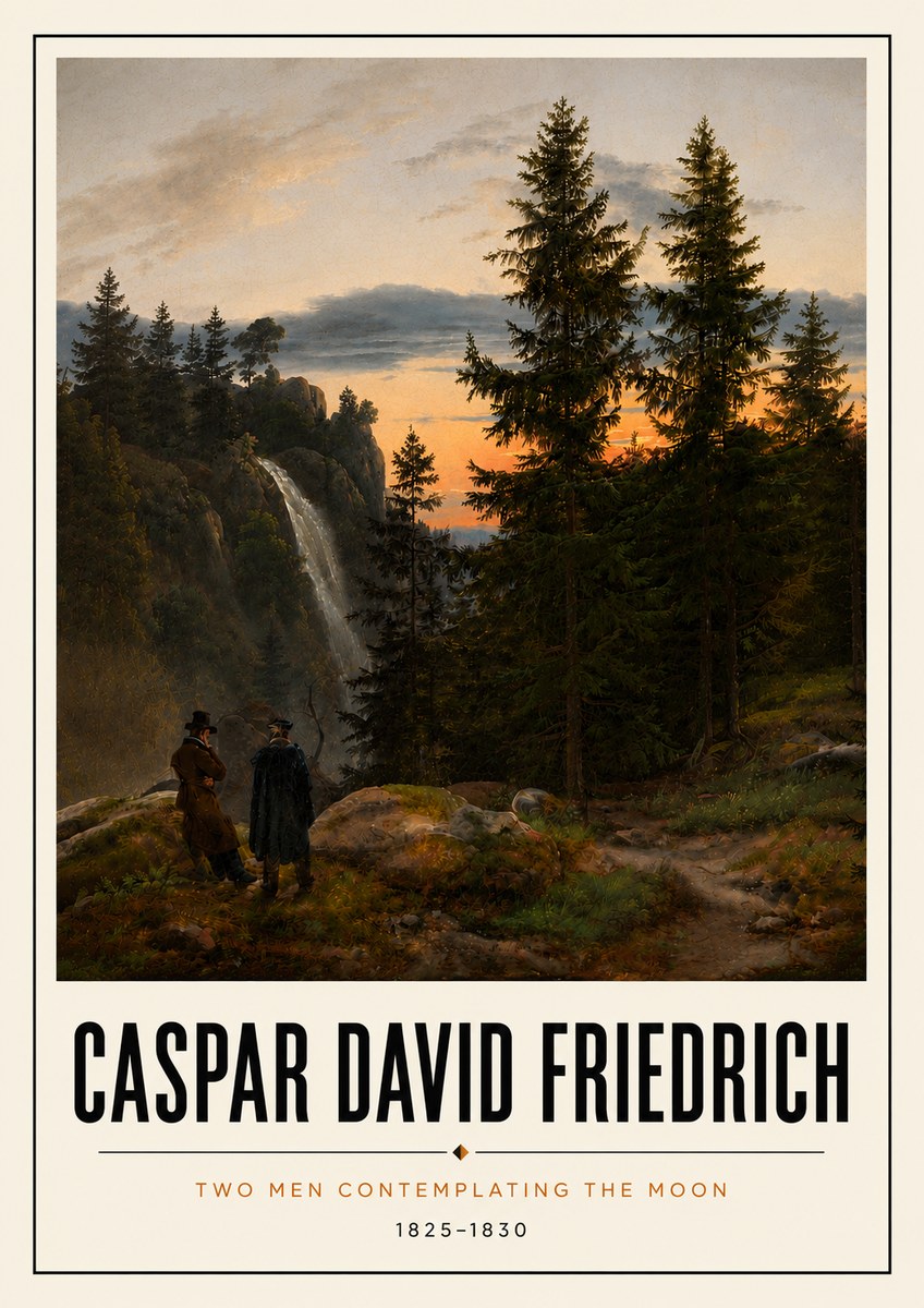 Caspar David Friedrich Two Men Contemplating the Moon I No5 - Plakat