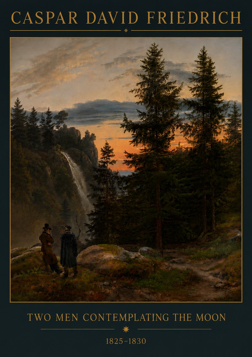 Caspar David Friedrich Two Men Contemplating the Moon I No6 - Plakat