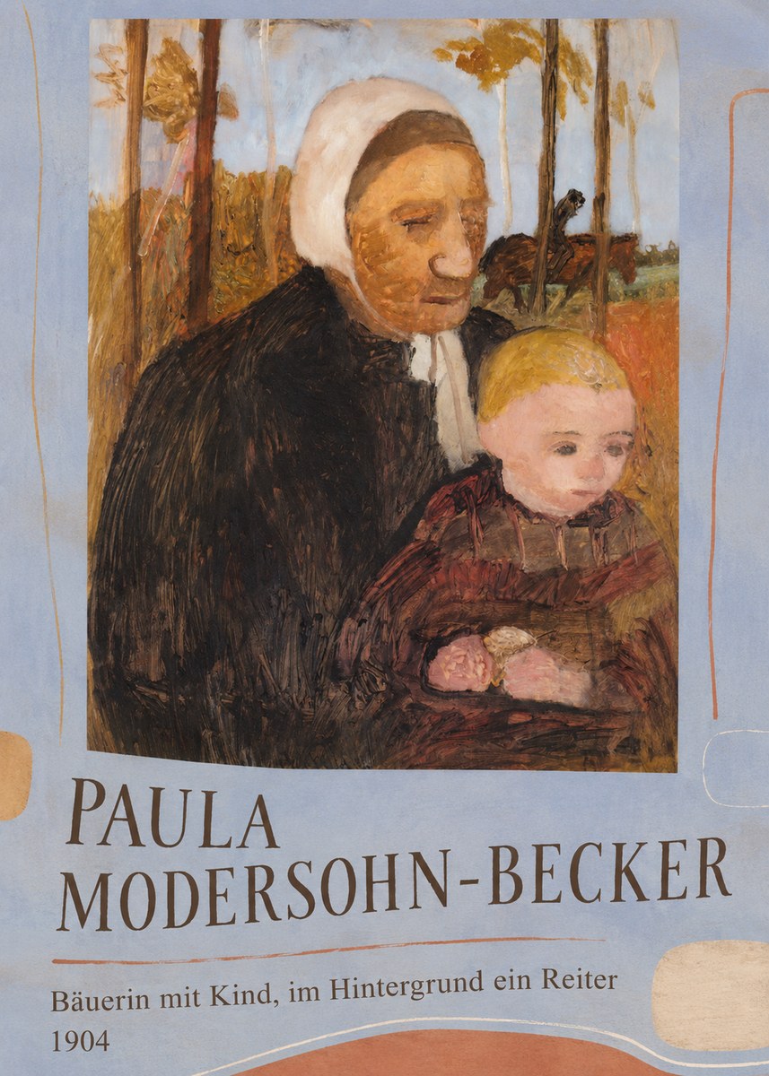 Paula Modersohn-Becker Bäuerin Mit Kind, Im Hintergrund Ein Reiter No3 - Plakat