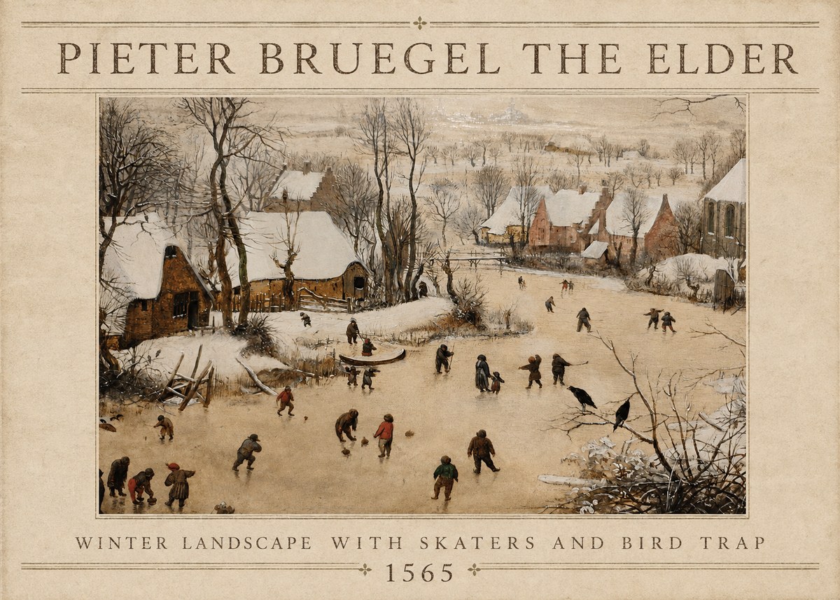 Pieter Bruegel Winter Landscape with Skaters and Bird Trap No4 - Plakat