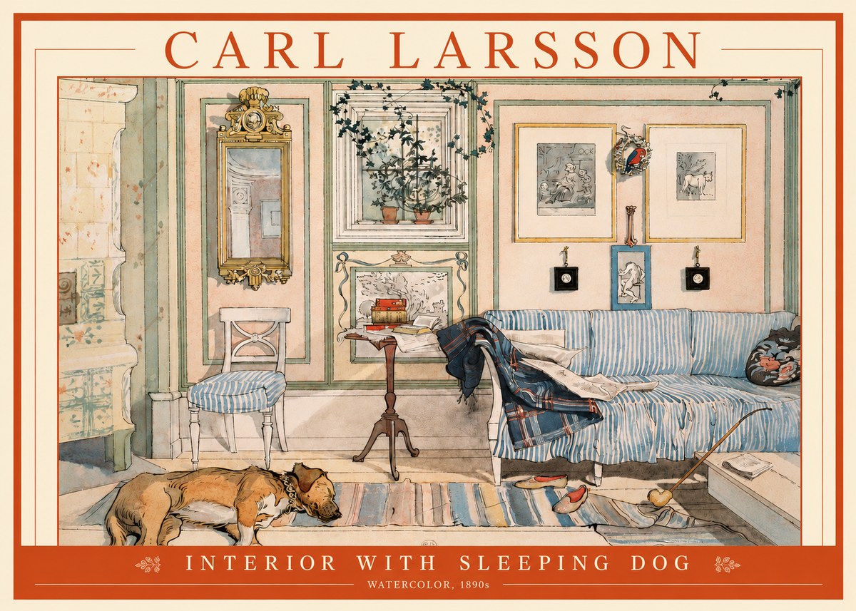 Carl Larsson Interior with Sleeping Dog No3 - Plakat