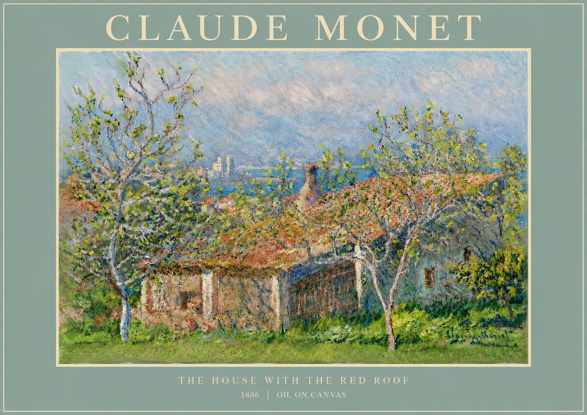Monet The House with the Red Roof No4 - Plakat