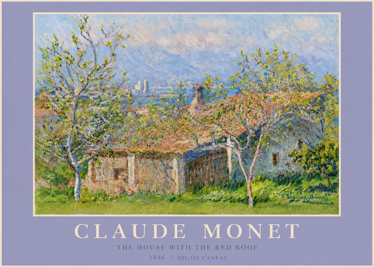 Monet The House with the Red Roof No5 - Plakat