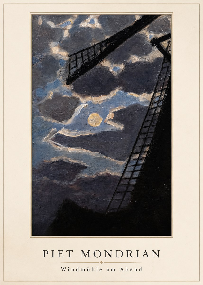 Piet Mondrian Windmühle Am Abend II No3 - Plakat