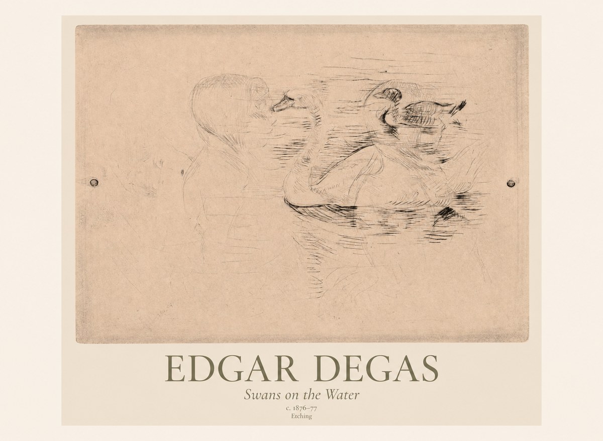 Edgar Degas Swans on the Water No1 - Plakat