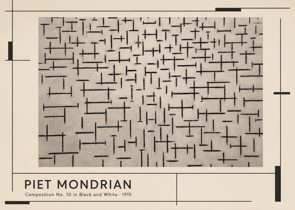 Piet Mondrian Composition No. 10 in Black and White No1 - Plakat