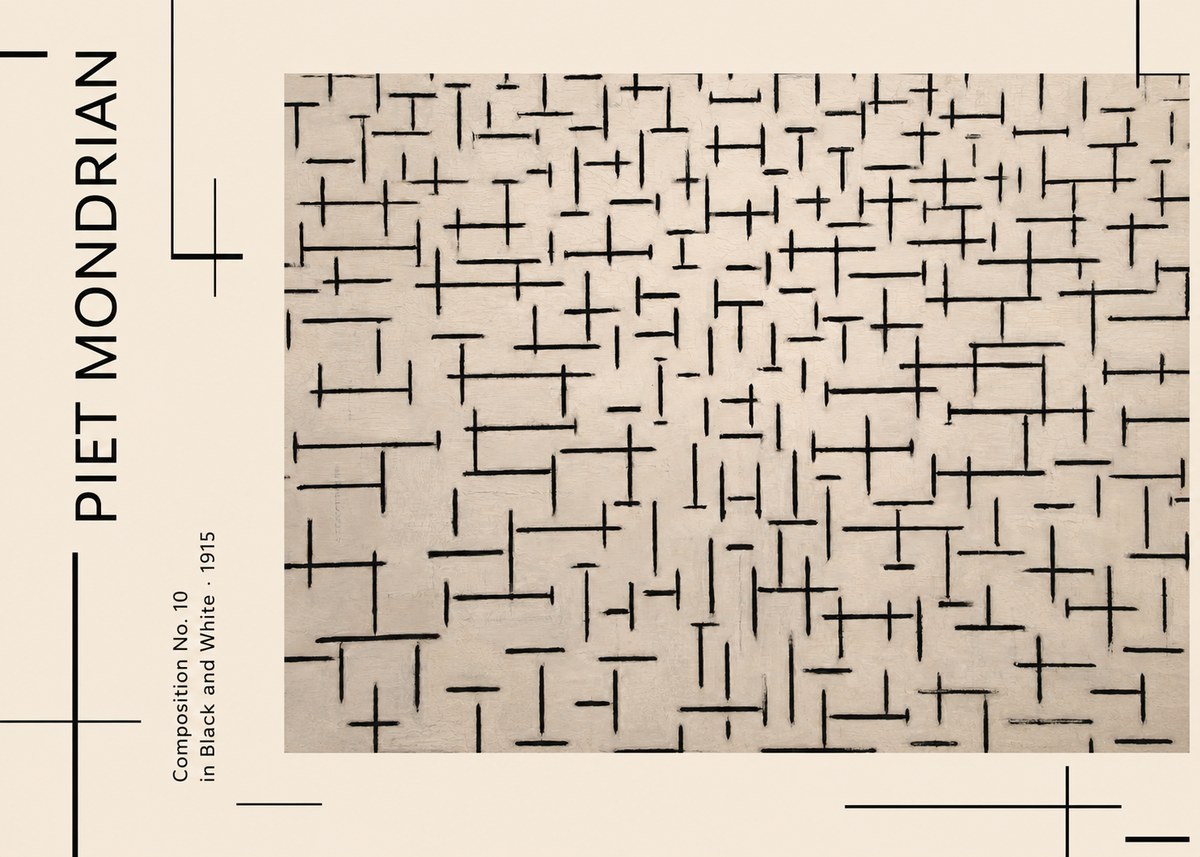 Piet Mondrian Composition No. 10 in Black and White No2 - Plakat