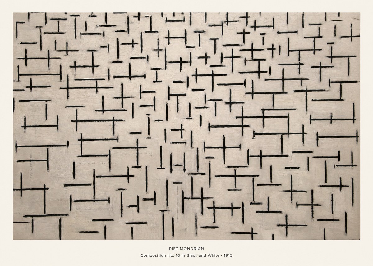 Piet Mondrian Composition No. 10 in Black and White No5 - Plakat