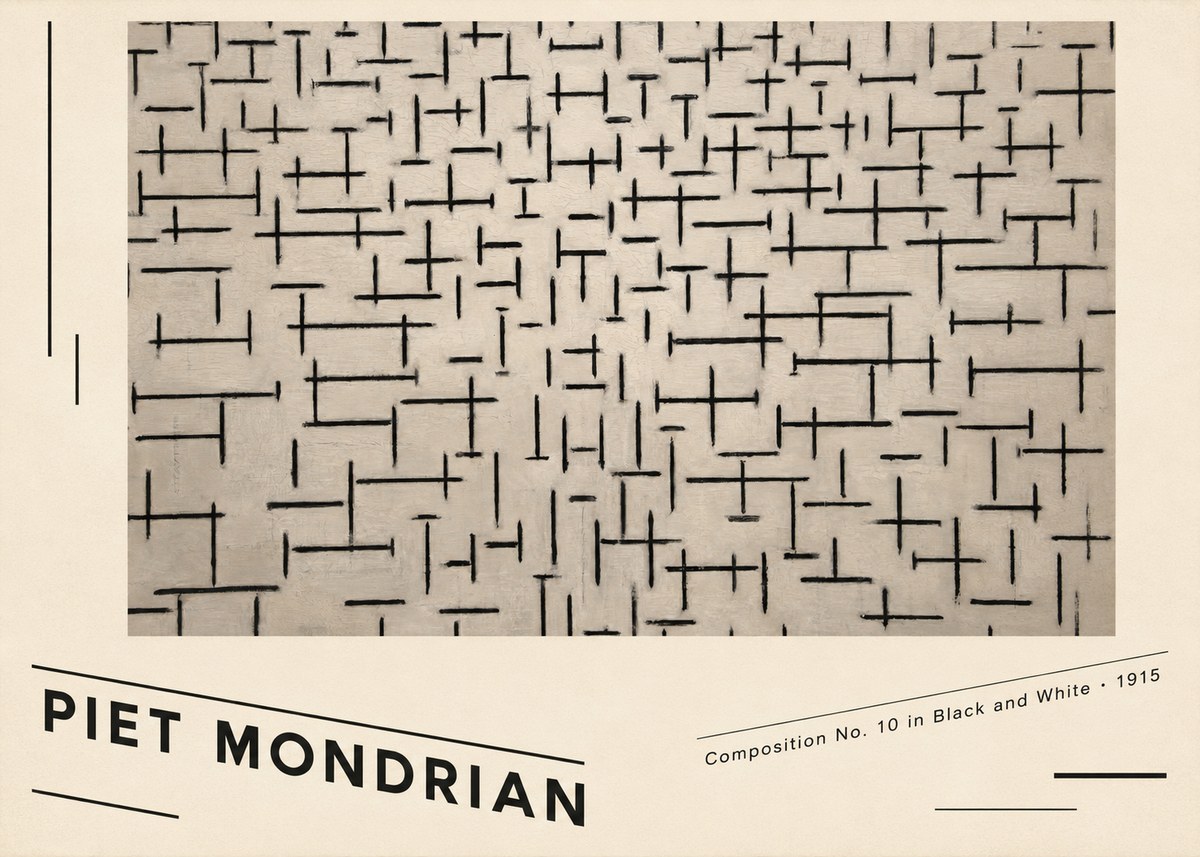 Piet Mondrian Composition No. 10 in Black and White No6 - Plakat