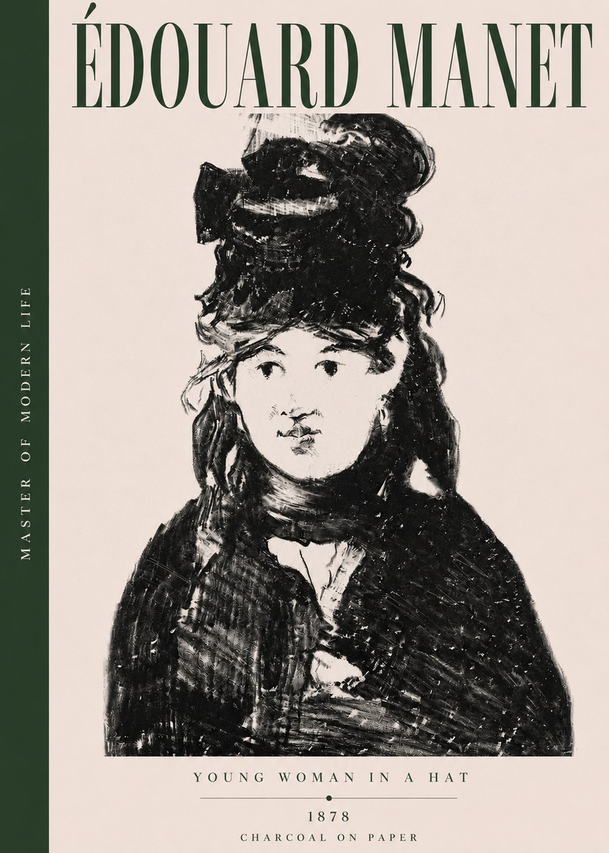 Édouard Manet Young Woman in a Hat III No3 - Plakat