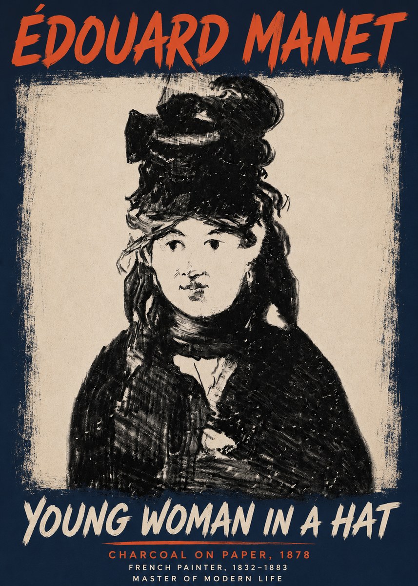 Édouard Manet Young Woman in a Hat III No4 - Plakat