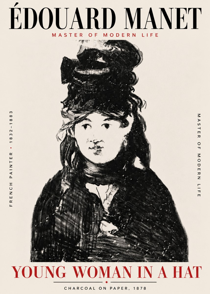 Édouard Manet Young Woman in a Hat III No6 - Plakat