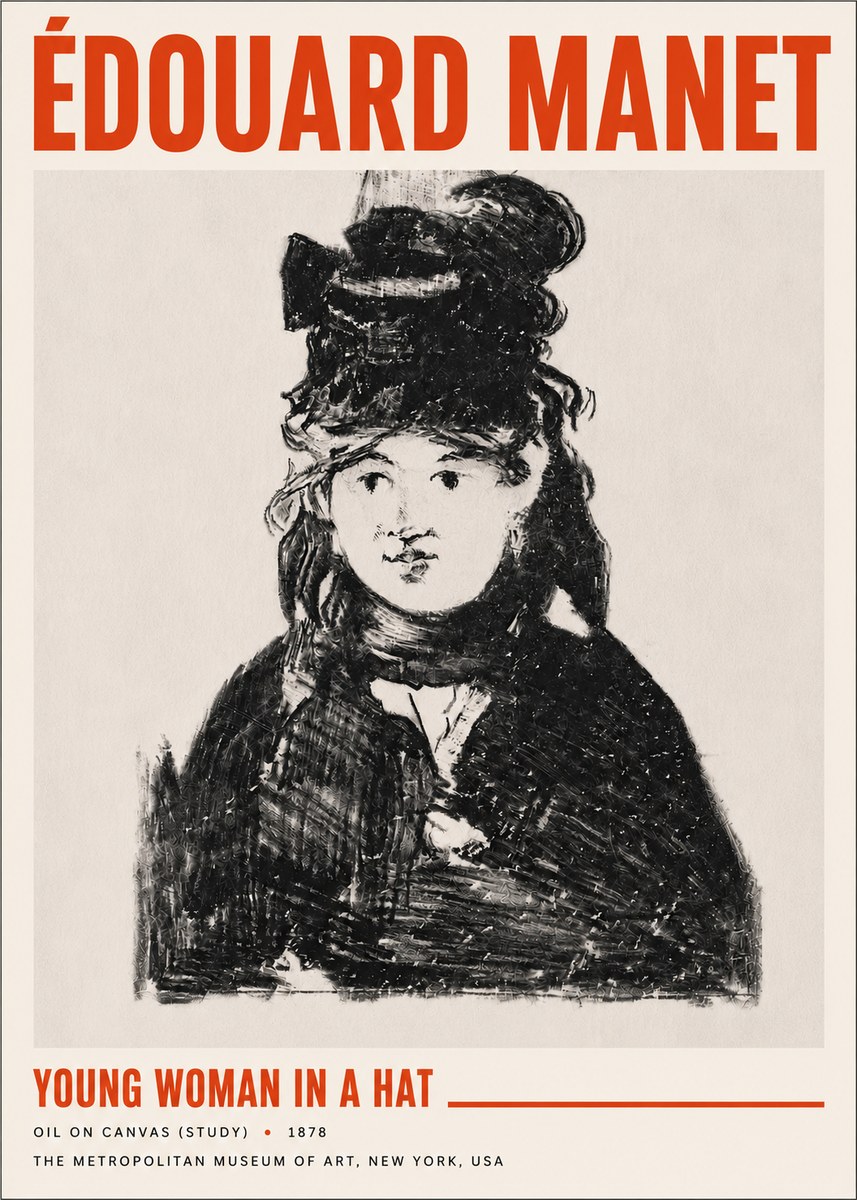 Édouard Manet Young Woman in a Hat IV No5 - Plakat