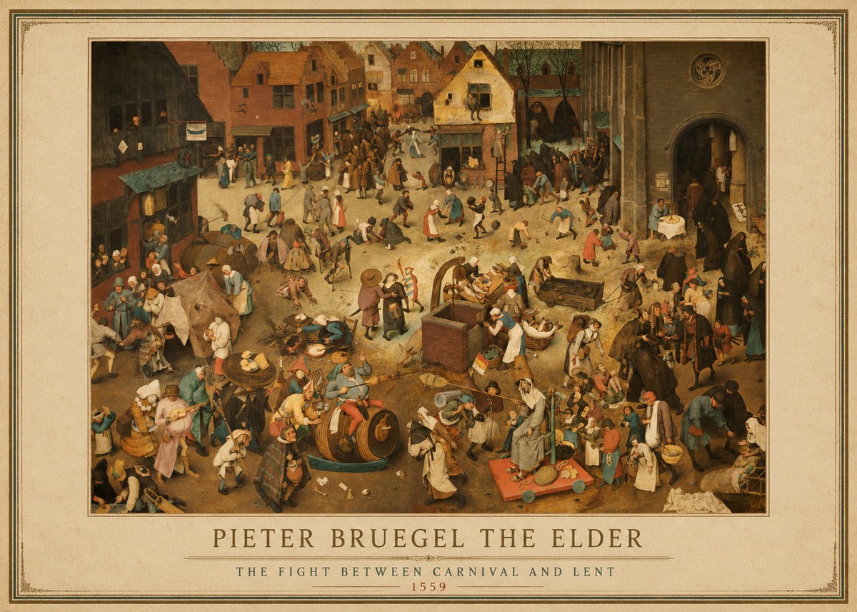 Pieter Bruegel The Fight Between Carnival and Lent III No1 - Plakat