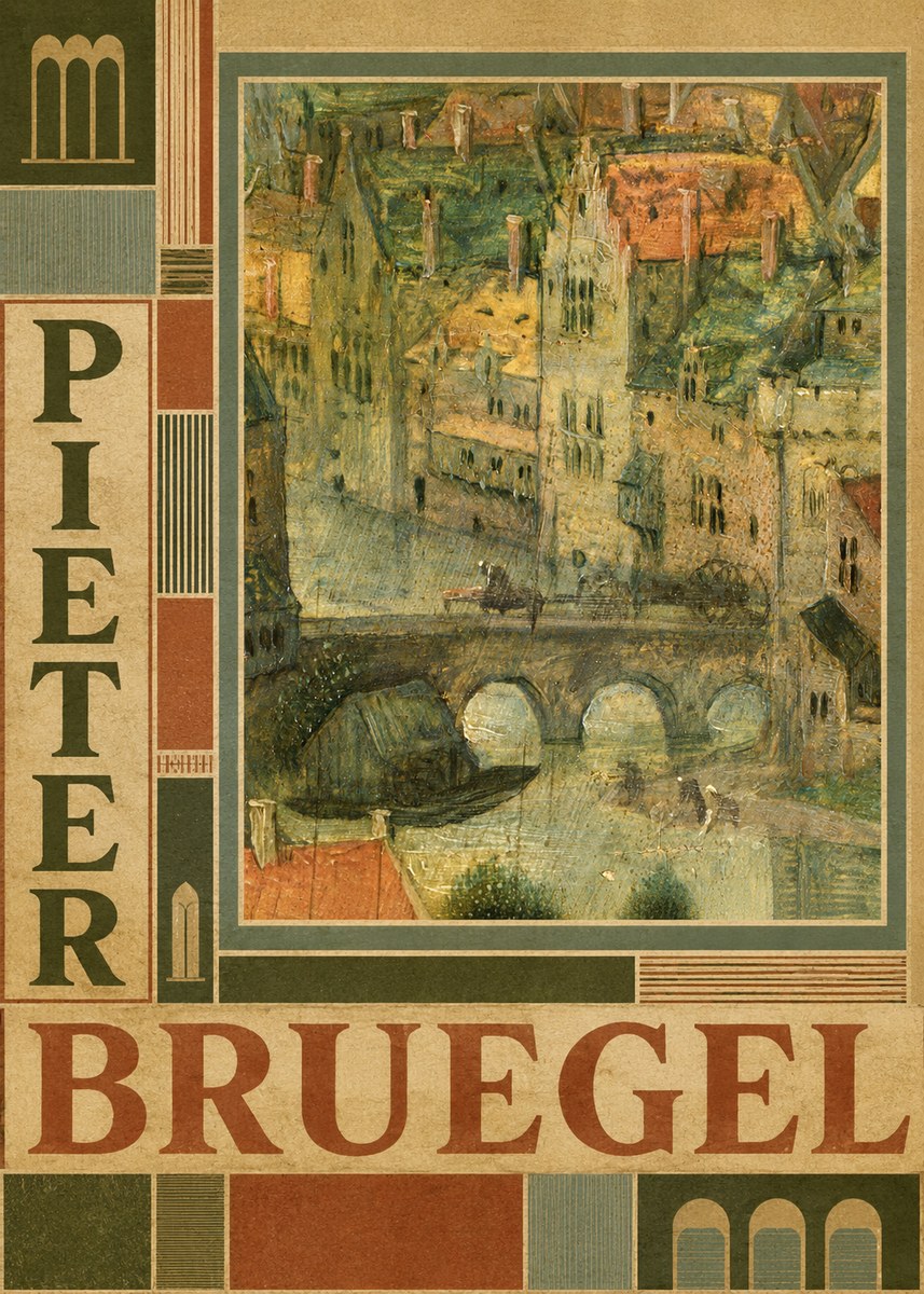 Pieter Bruegel Cityscape with Bridge No3 - Plakat