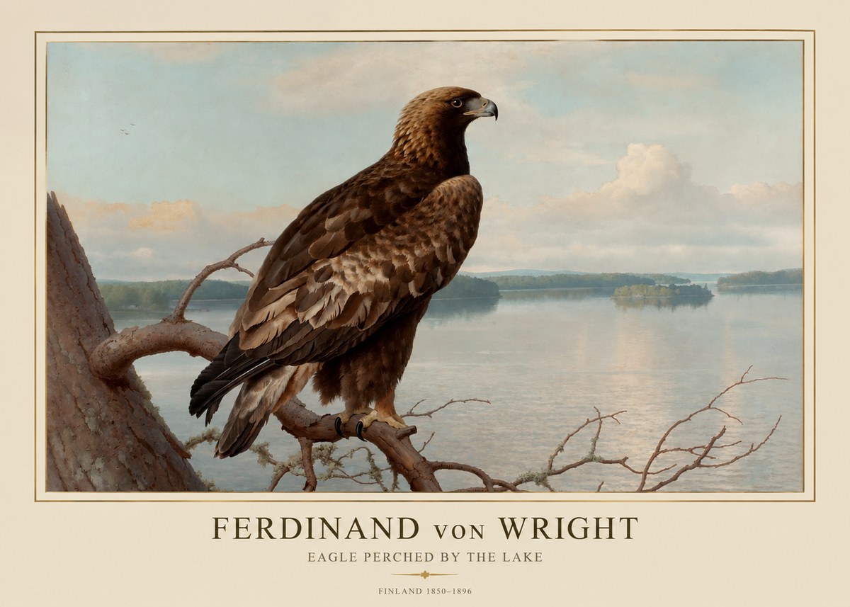 Ferdinand von Wright Eagle Perched by the Lake No1 - Plakat