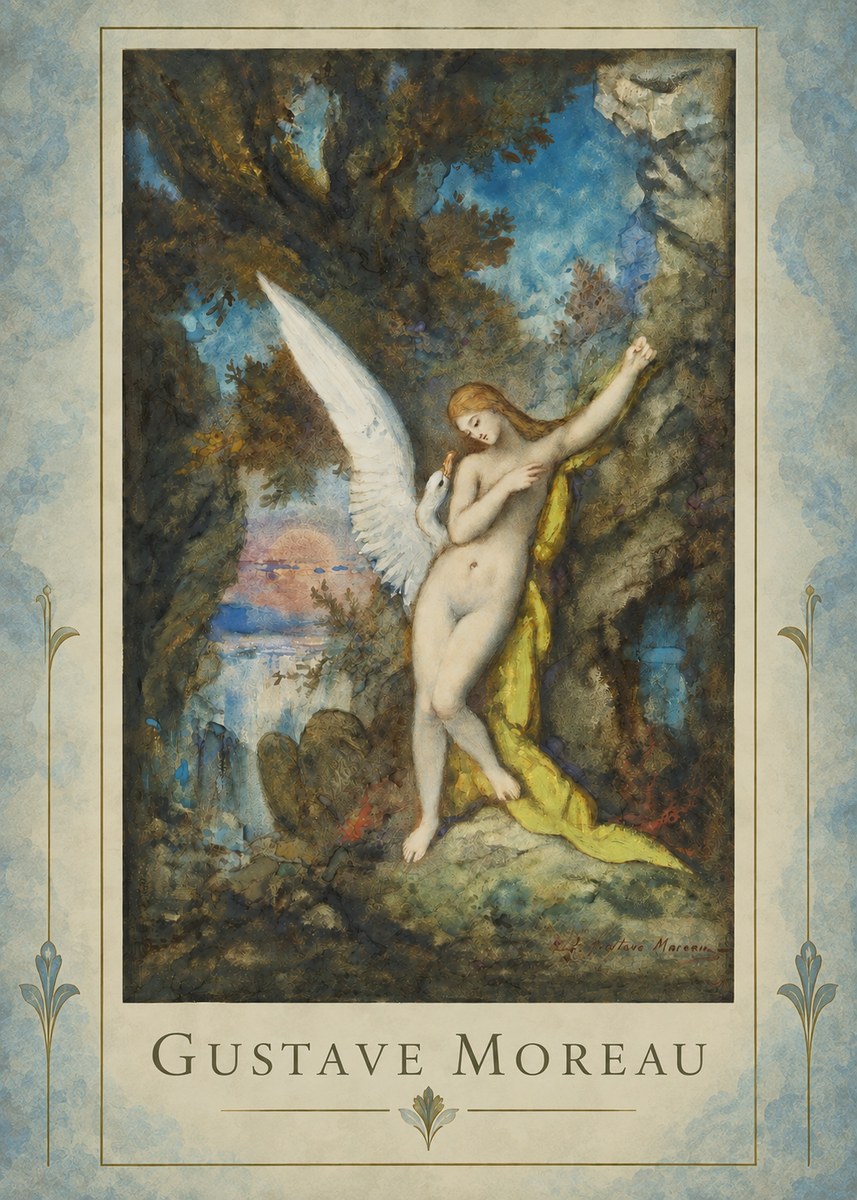 Gustave Moreau Leda and the Swan No4 - Plakat