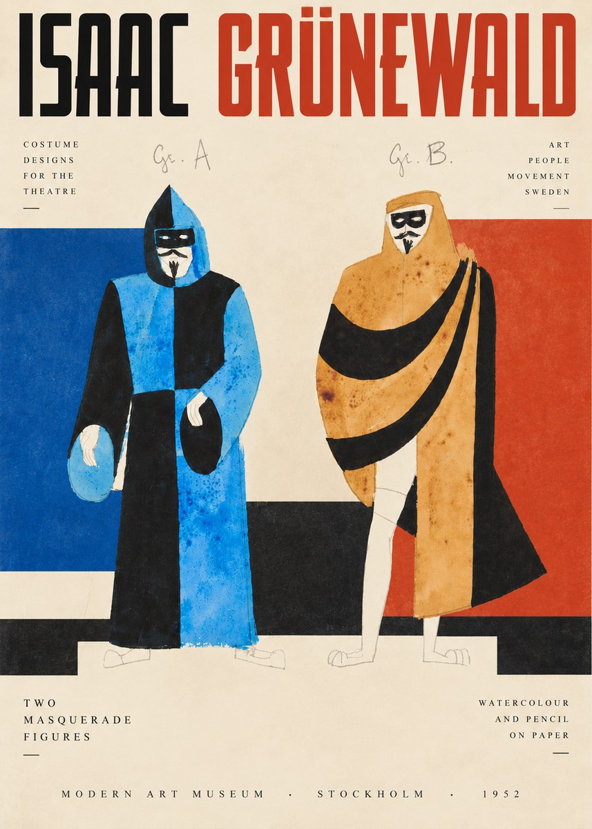 Isaac Grünewald Two Masquerade Figures - Costume Sketch No3 - Plakat
