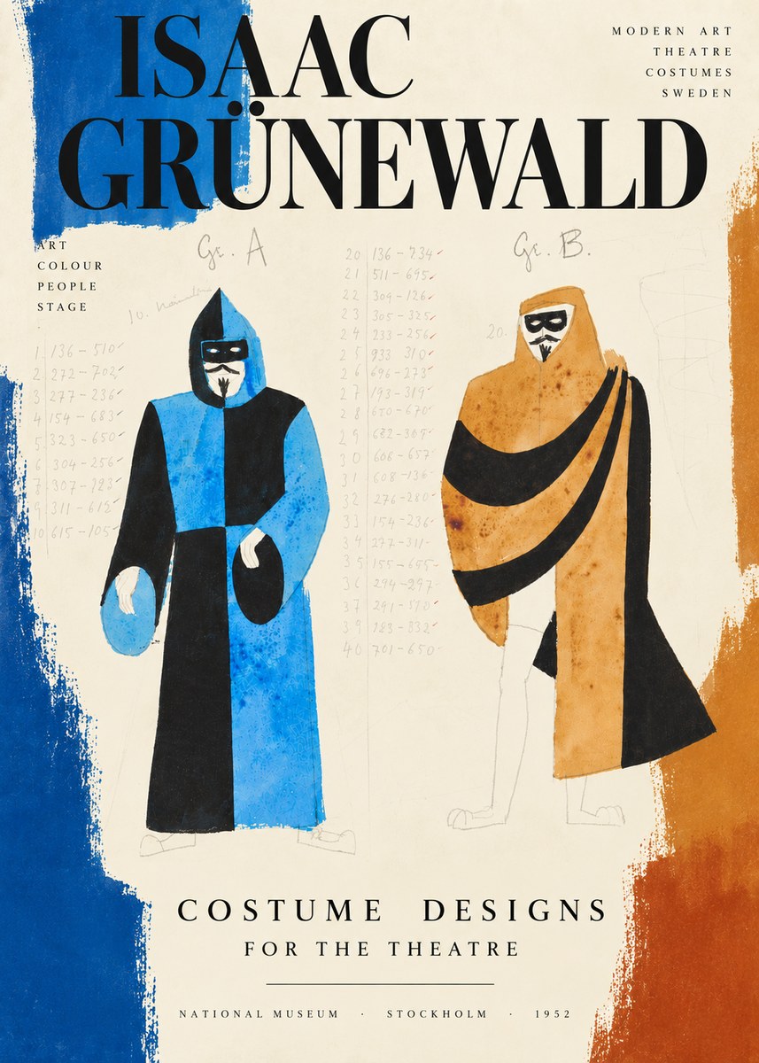 Isaac Grünewald Two Masquerade Figures - Costume Sketch No4 - Plakat