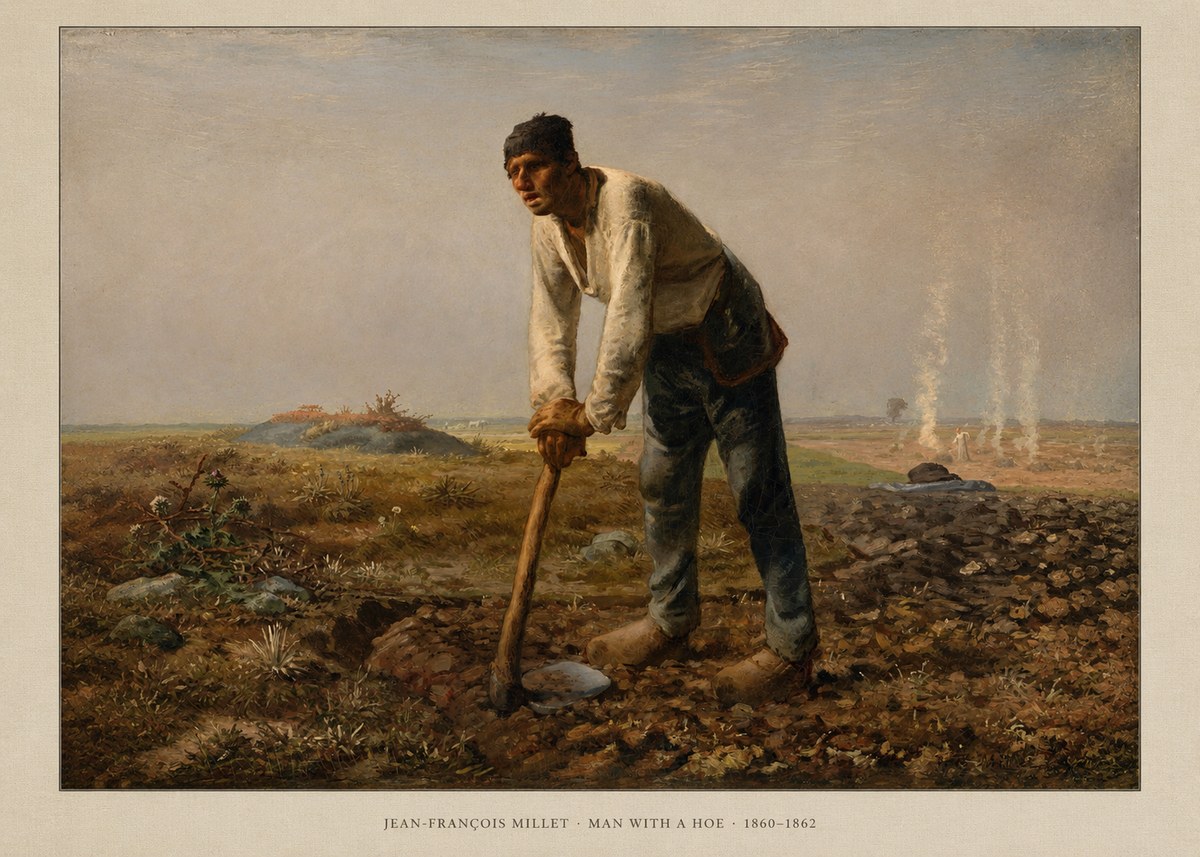 Jean-François Millet Man with a Hoe No6 - Plakat