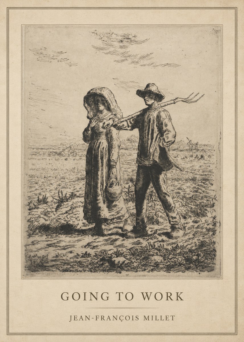 Jean-François Millet Going to Work No1 - Plakat