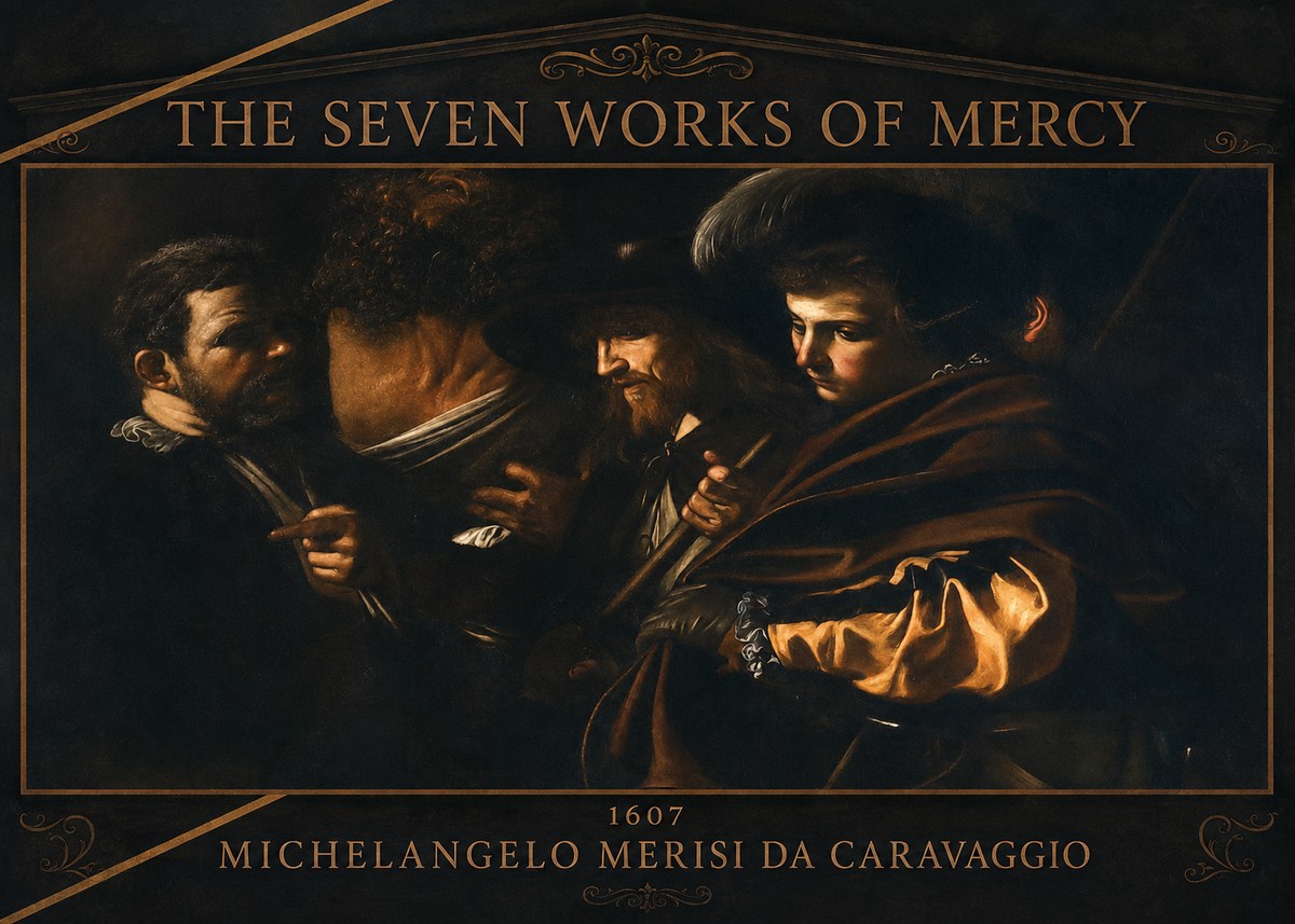 Michelangelo Merisi da Caravaggio The Seven Works of Mercy VI No3 - Plakat