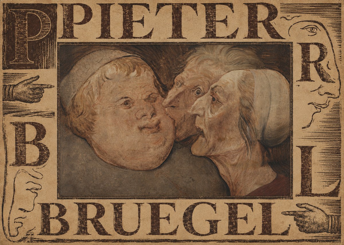 Pieter Bruegel Three Grotesque Heads No4 - Plakat