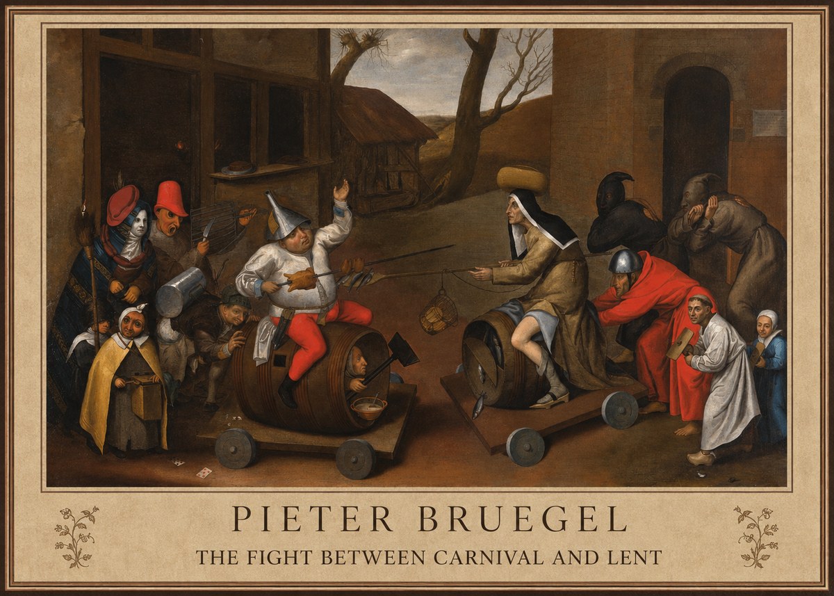 Pieter Bruegel The Fight Between Carnival and Lent IV No1 - Plakat