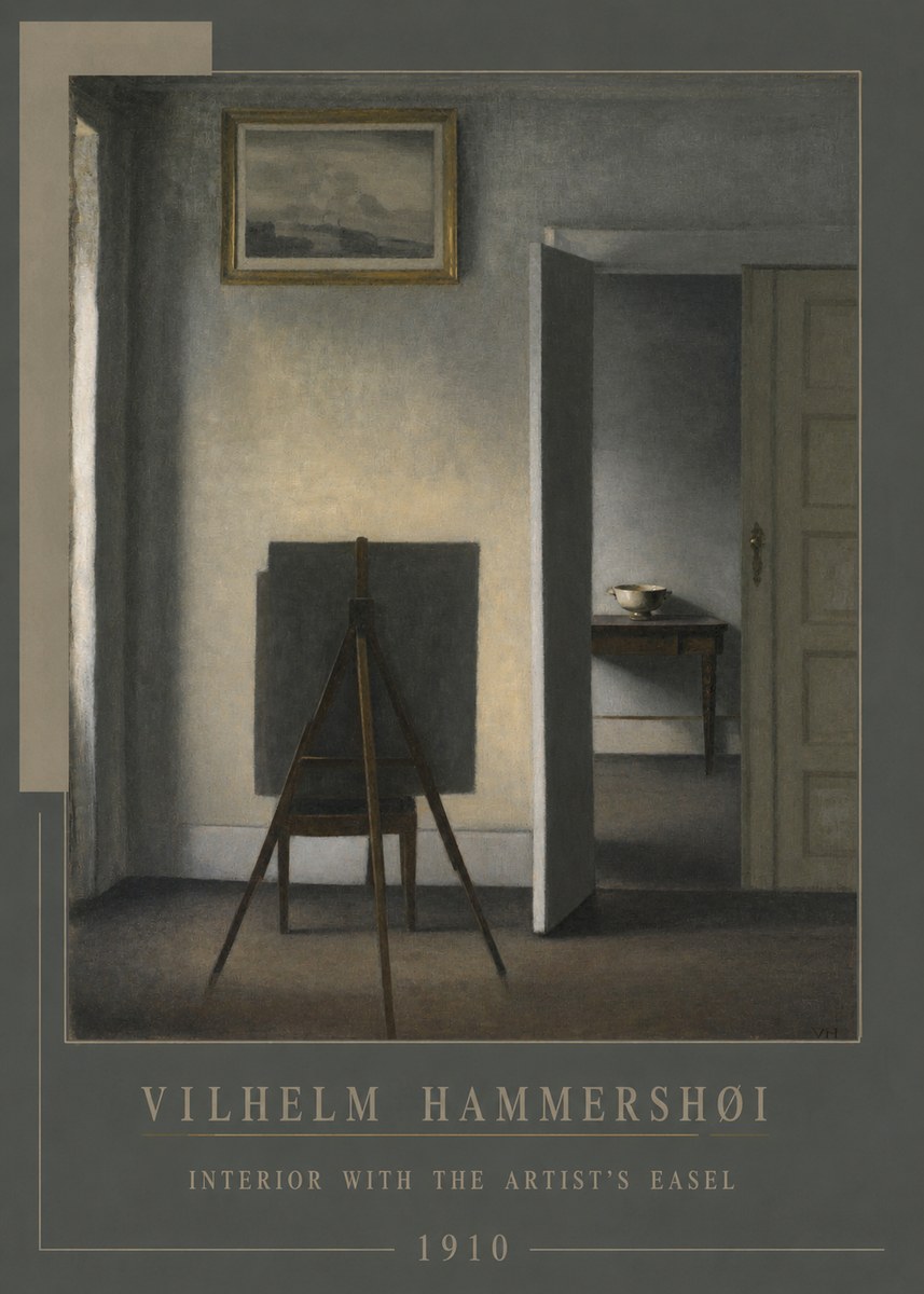 Vilhelm Hammershøi Interior with the Artist's Easel II No4 - Plakat