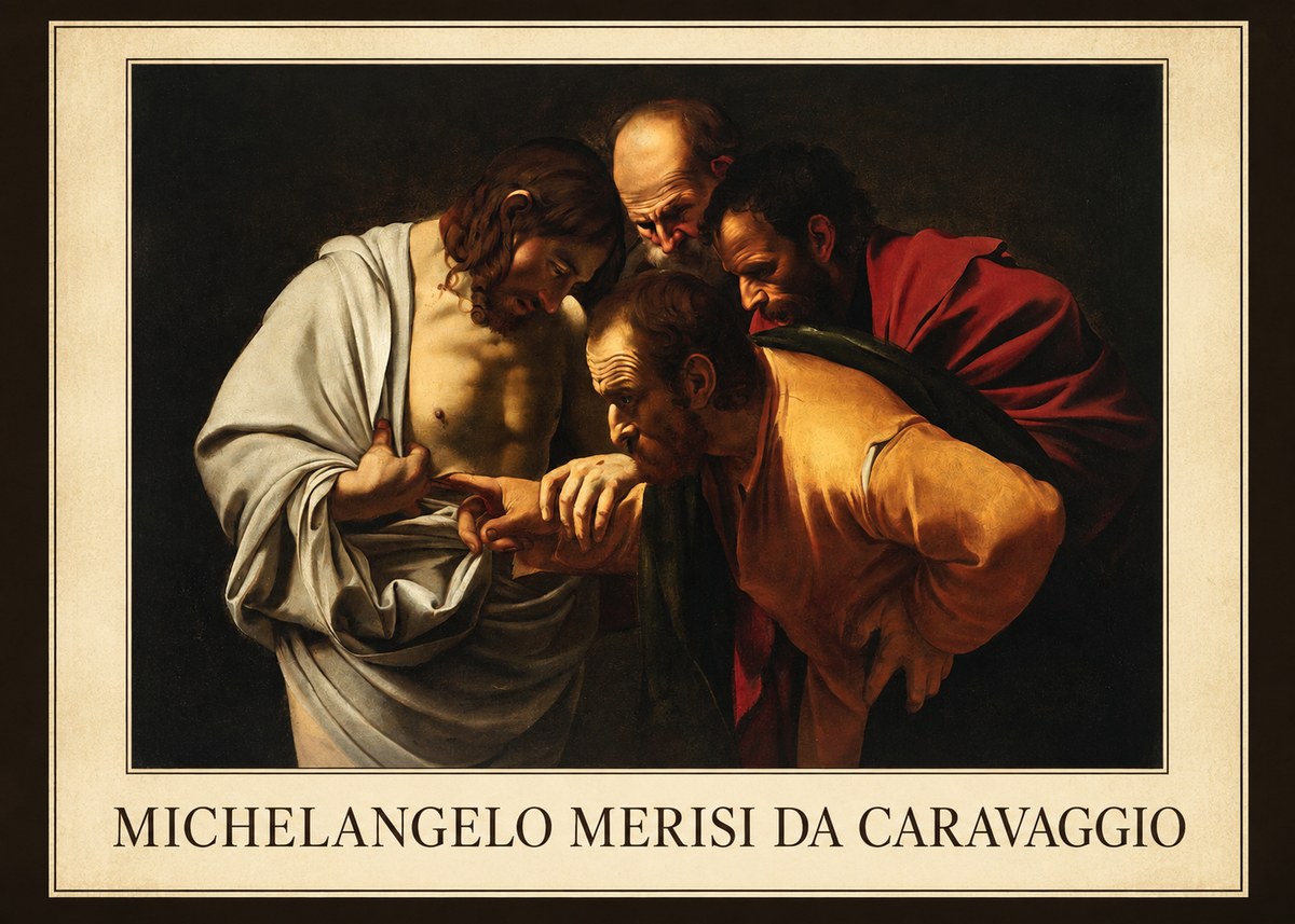Michelangelo Merisi da Caravaggio The Incredulity of Saint Thomas IV No1 - Plakat