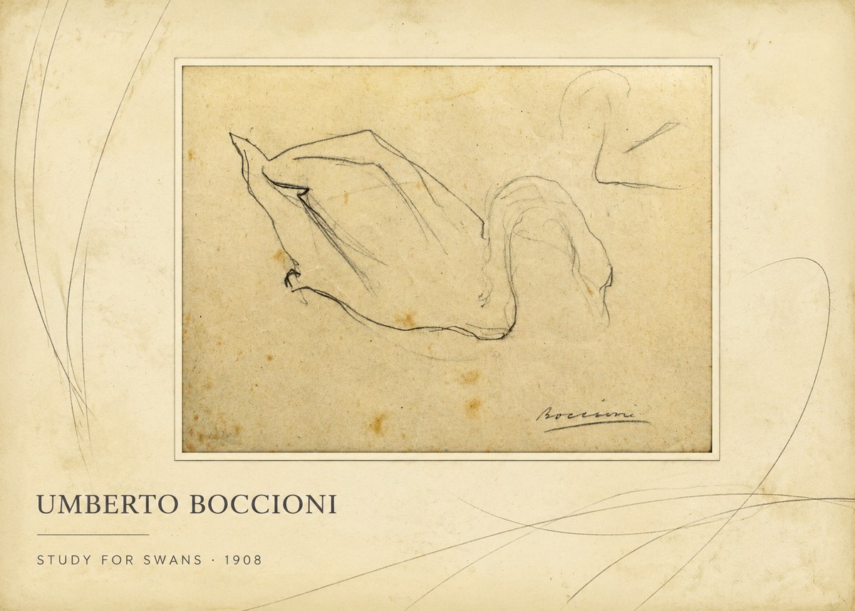 Umberto Boccioni Study for Swans No2 - Plakat