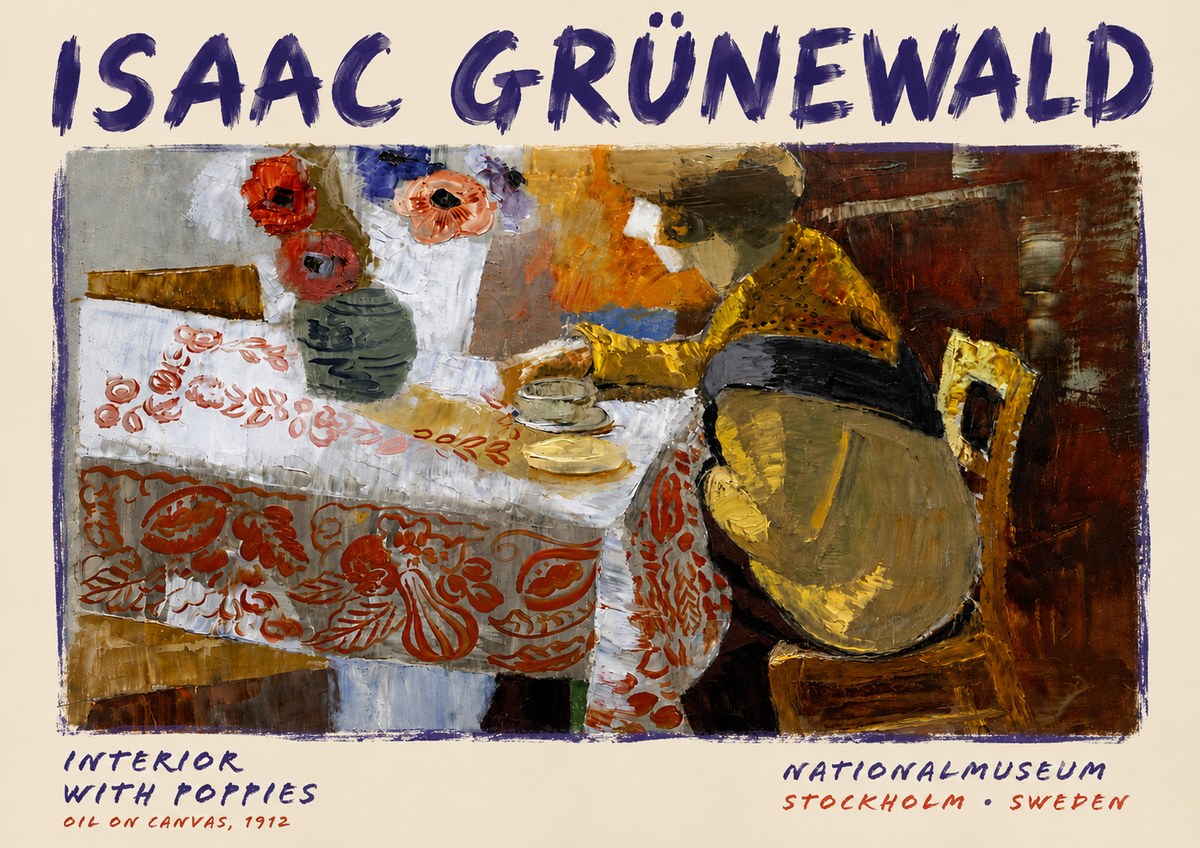 Isaac Grünewald Interior with Poppies No6 - Plakat
