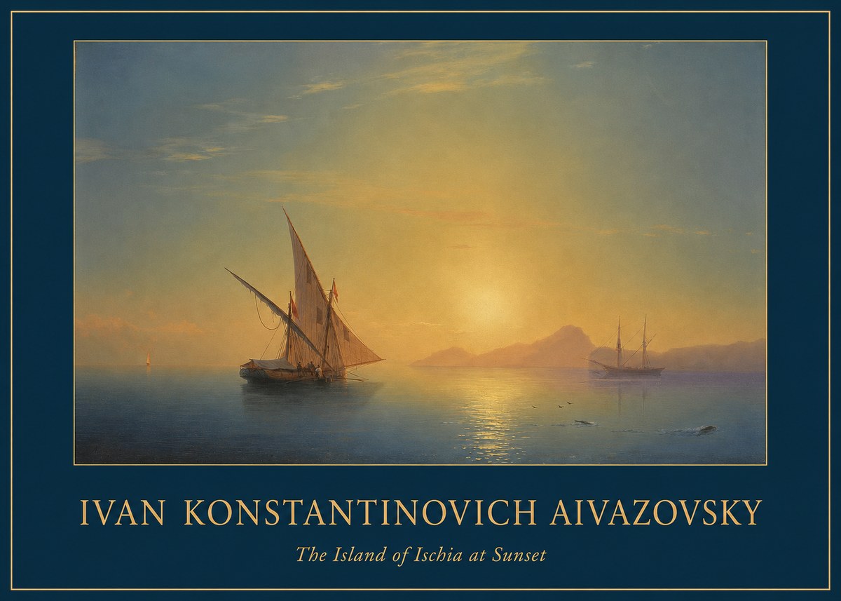 Ivan Konstantinovich Aivazovsky The Island of Ischia at Sunset No1 - Plakat