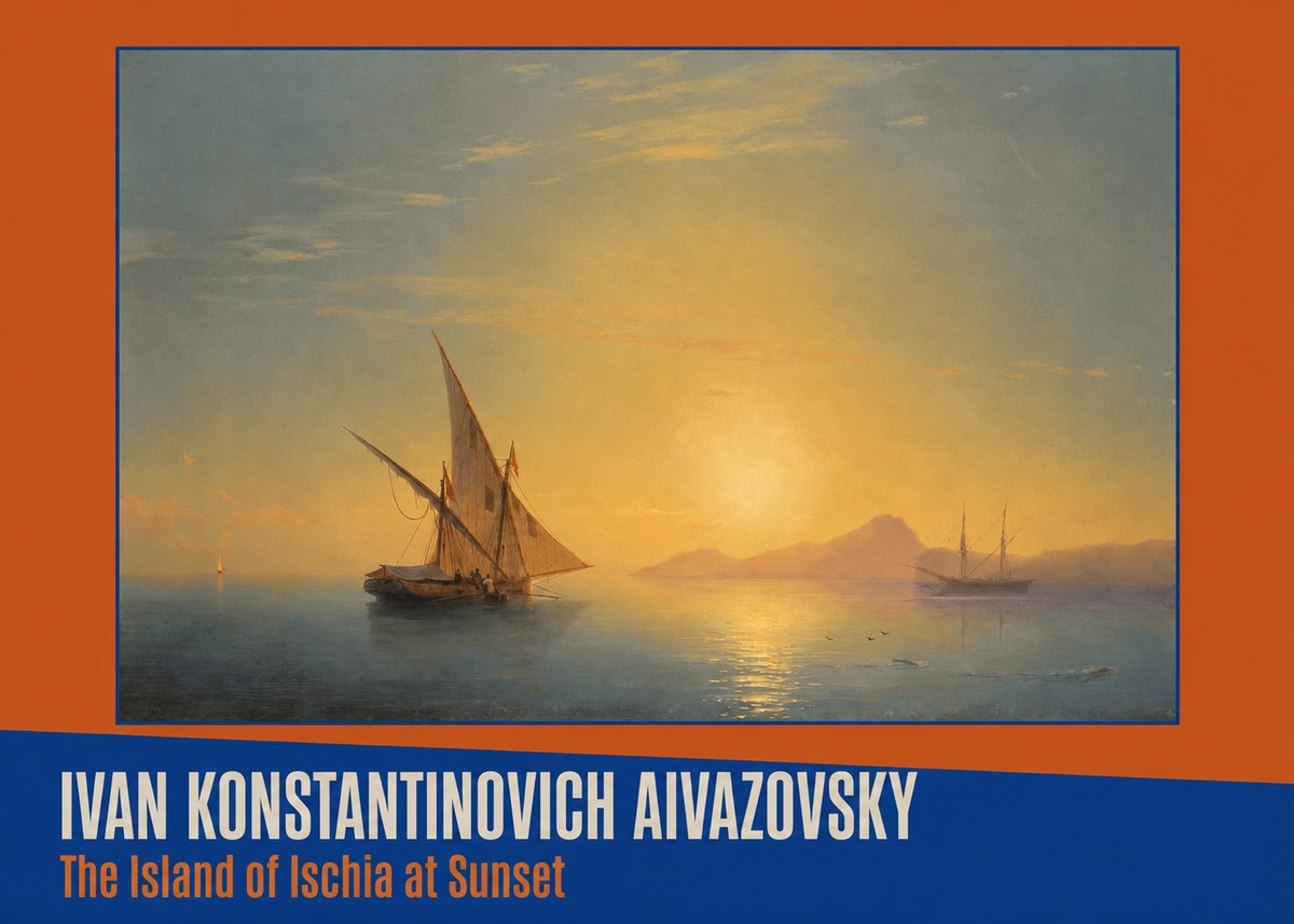 Ivan Konstantinovich Aivazovsky The Island of Ischia at Sunset No2 - Plakat