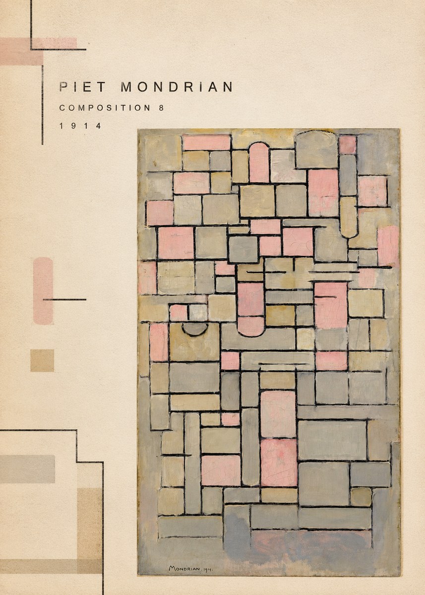 Piet Mondrian Composition 8 No2 - Plakat