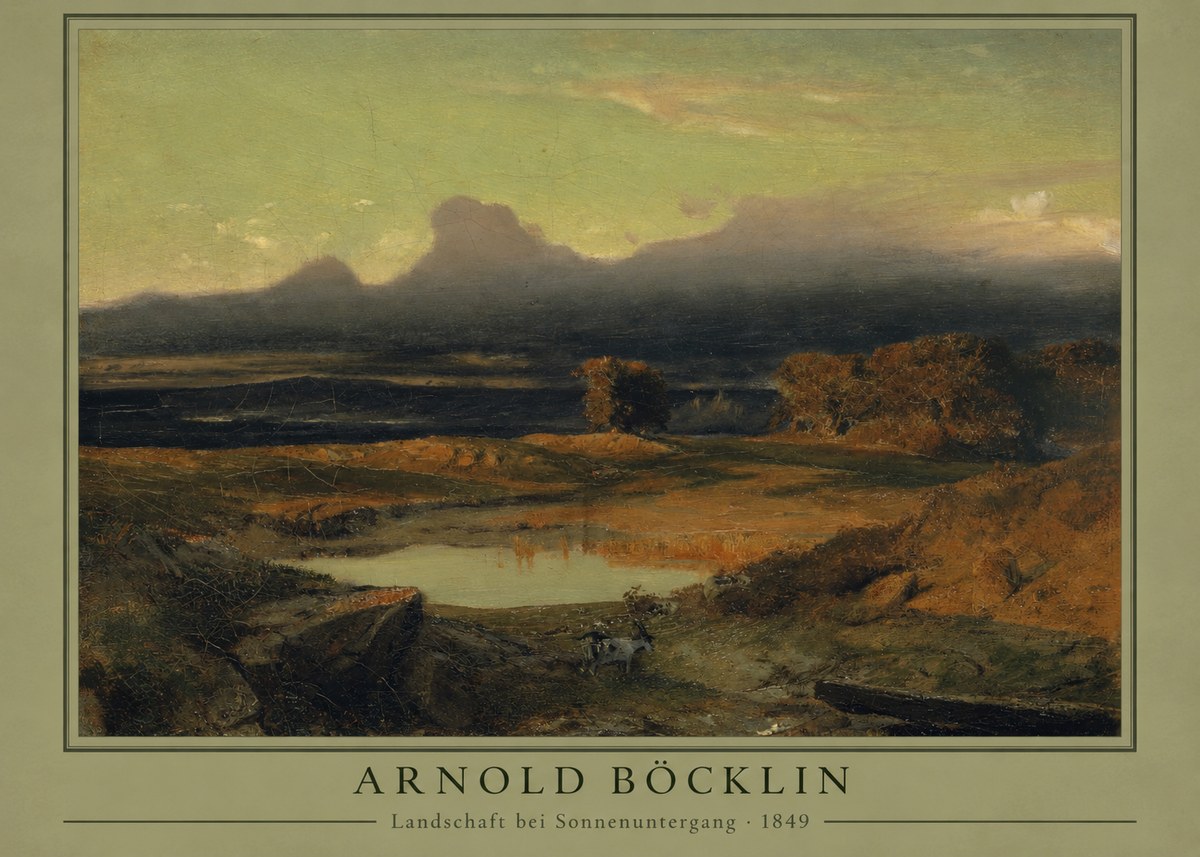 Arnold Böcklin Landschaft Bei Sonnenuntergang No3 - Plakat