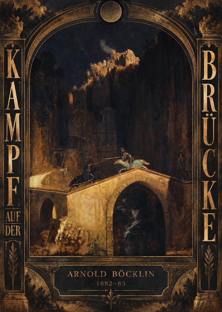 Arnold Böcklin Kampf Auf Der Brücke No6 - Plakat