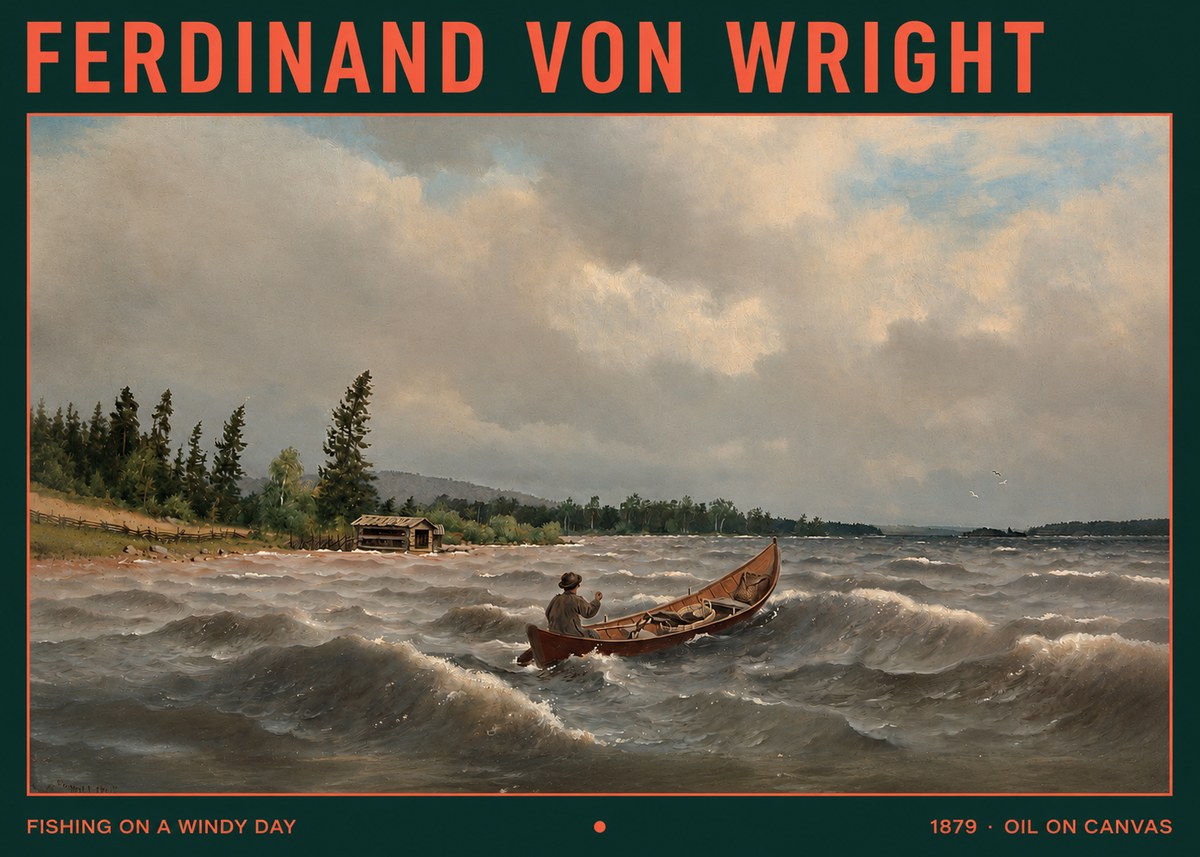 Ferdinand von Wright Fishing on a Windy Day No2 - Plakat