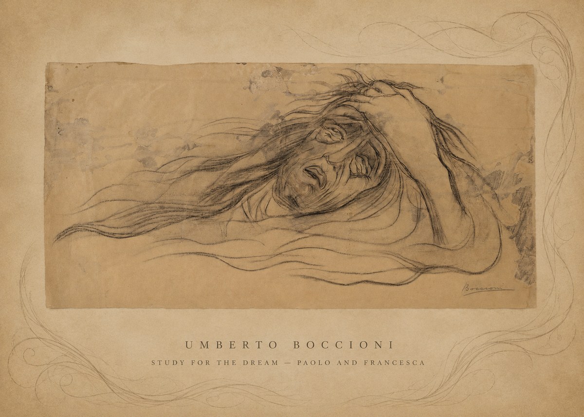 Umberto Boccioni Study for the Dream — Paolo and Francesca No5 - Plakat