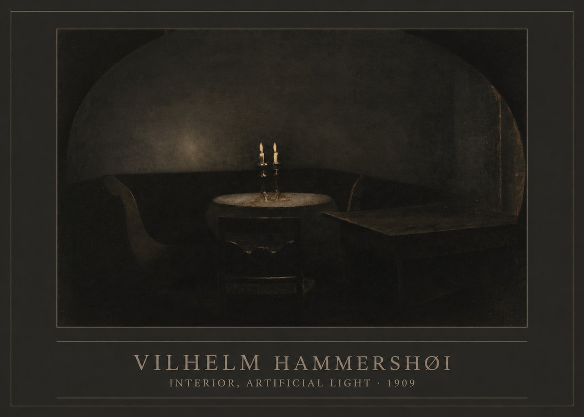 Vilhelm Hammershøi Interior, Artificial Light No1 - Plakat