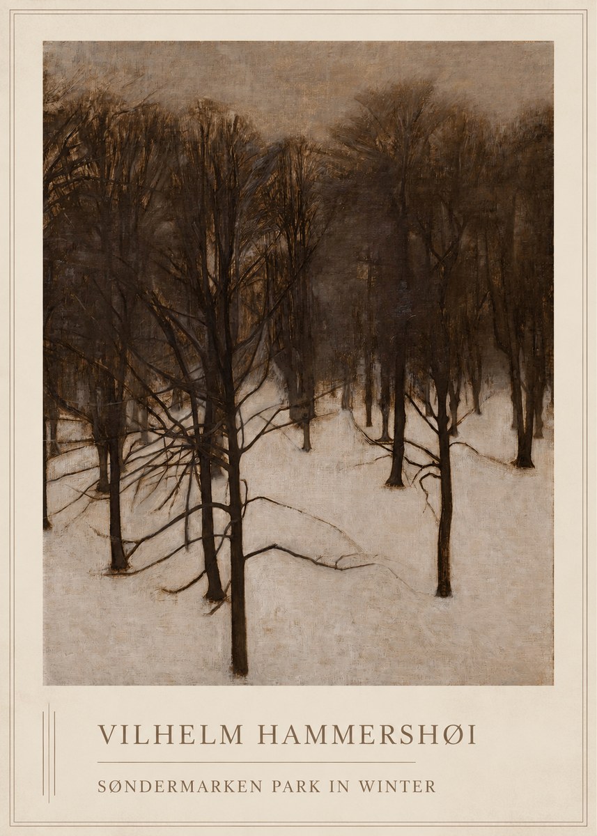 Vilhelm Hammershøi Søndermarken Park in Winter No1 - Plakat