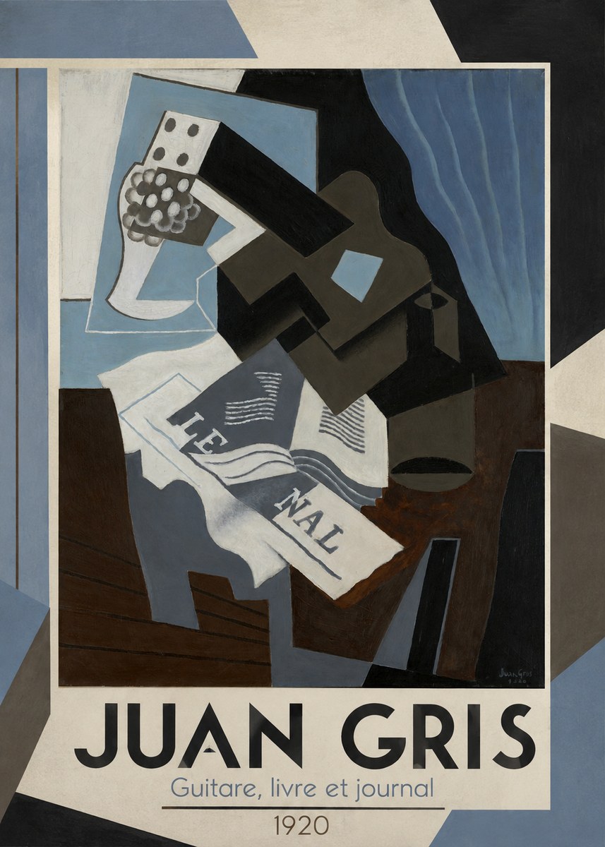 Juan Gris Guitare, Livre Et Journal No1 - Plakat
