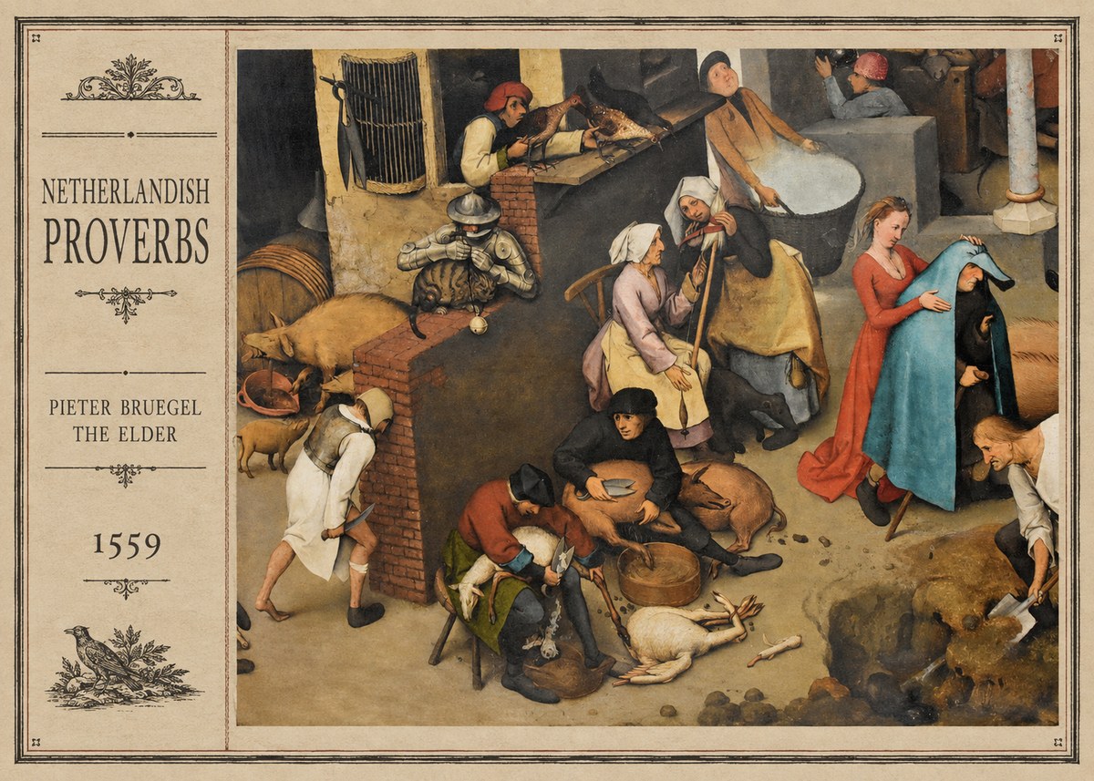 Pieter Bruegel Netherlandish Proverbs VIII No2 - Plakat