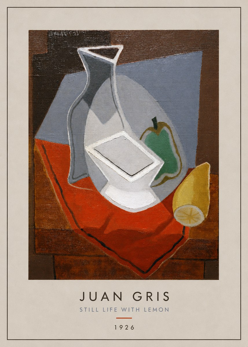 Juan Gris Still Life with Lemon No4 - Plakat
