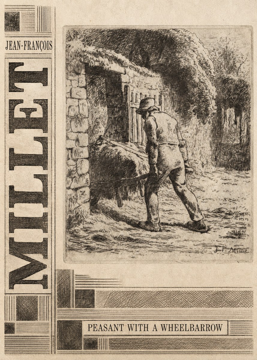 Jean-François Millet Peasant with a Wheelbarrow No5 - Plakat