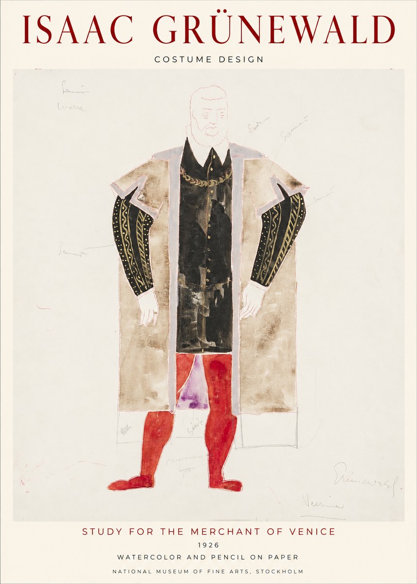 Isaac Grünewald Study for the Merchant of Venice No1 - Plakat