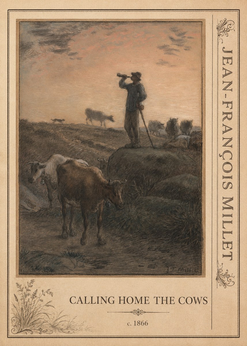Jean-François Millet Calling Home the Cows No2 - Plakat