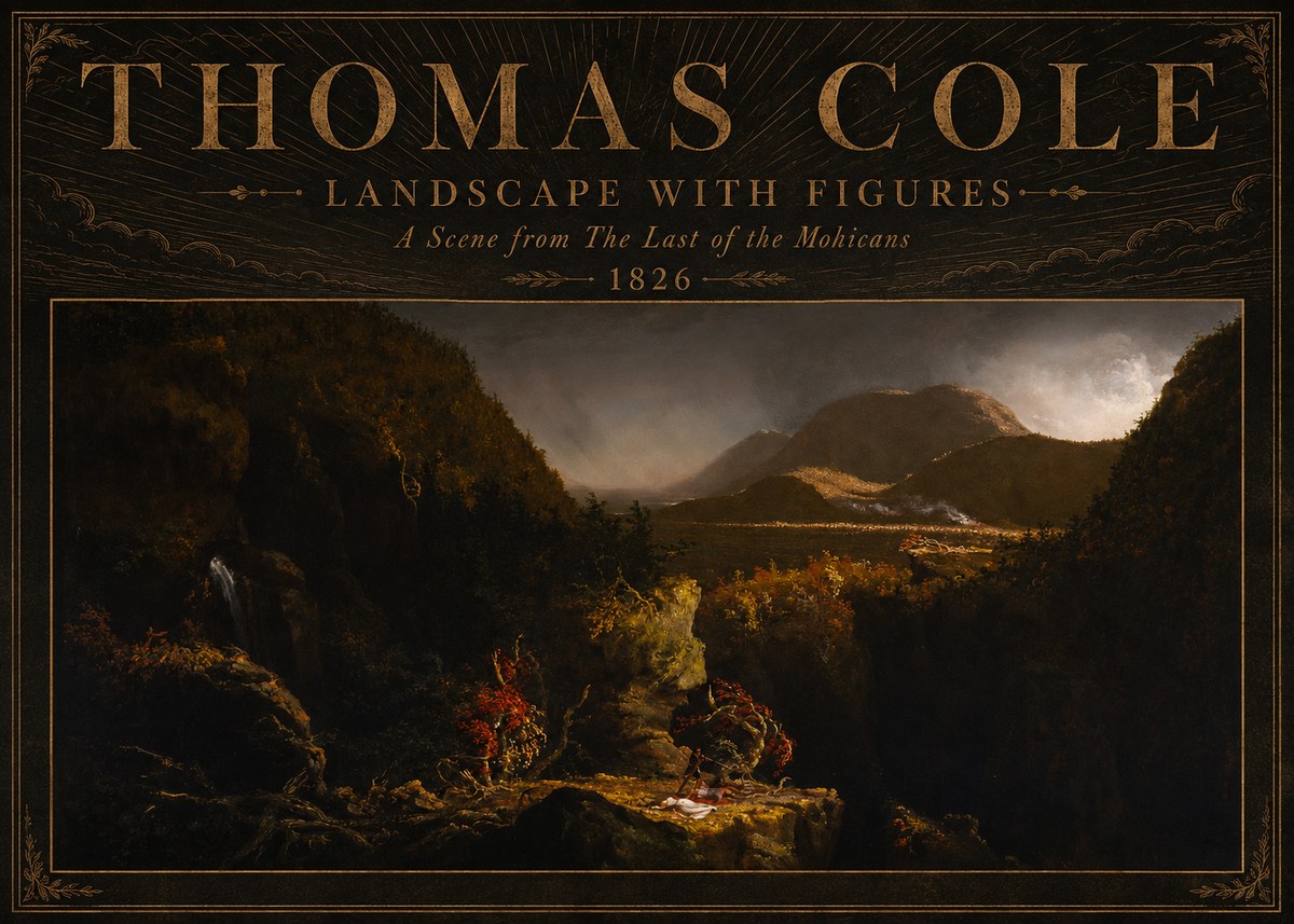 Thomas Cole Landscape with Figures: a Scene from the Last of the Mohicans No5 - Plakat